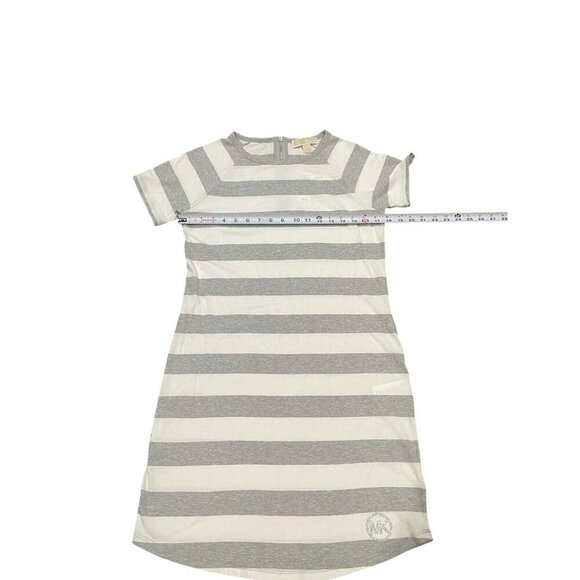 Michael Kors Dress XS Striped Crew Neck T-Shirt Gray White Logo Y2K NWT - Picture 4 of 8